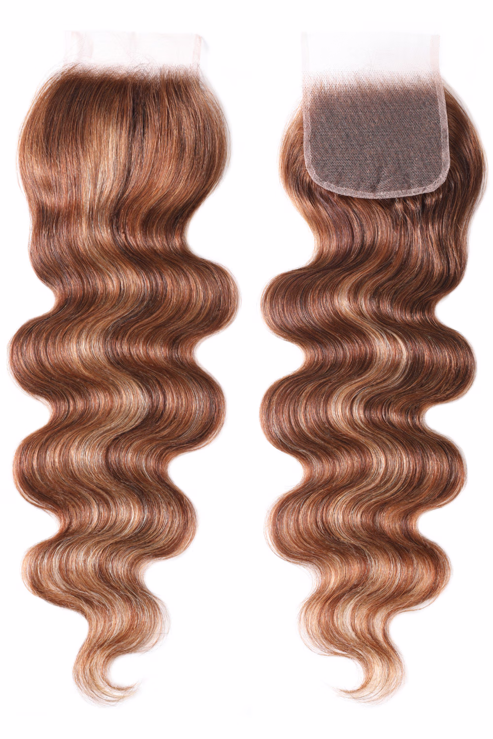 Closure 4x4 en dentelle, raie libre, 1 pièce, couleur blond miel avec reflets bruns